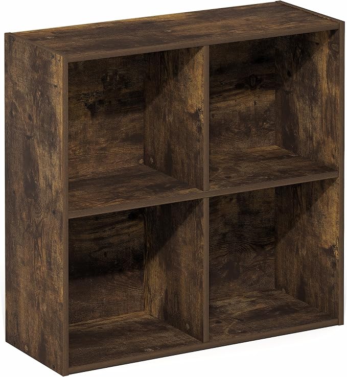 Furinno Reed 4-Cube Closet Organizers and Storage, Amber Pine | Closet Storage, Closet Organizer for Bedroom, Study Room, Hallway