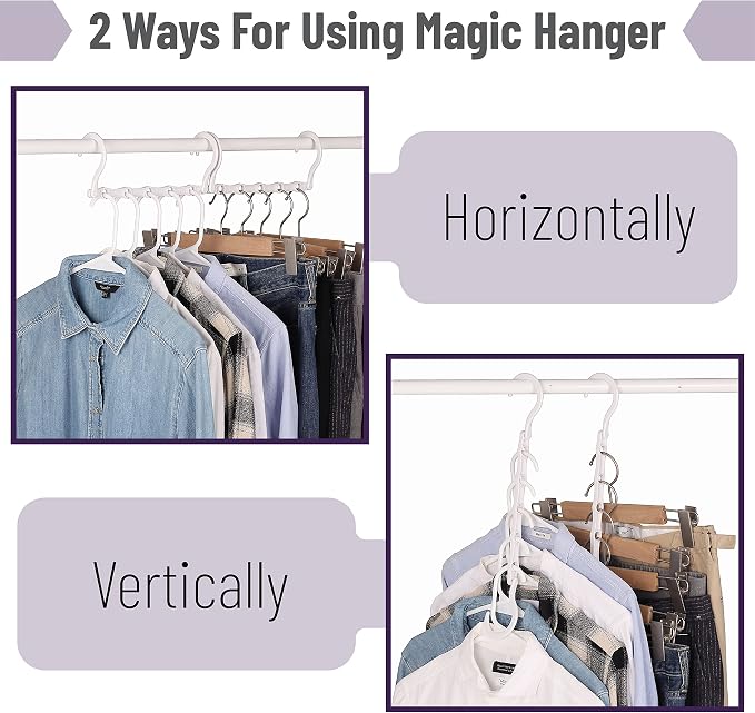 Mr. Pen- Space Saving Hangers, 16 pcs, 360° Rotating Hooks | Magic Cascading Hanger Organizer with 5 Enclosed Slots, Closet Organizers and Storage for Clothes