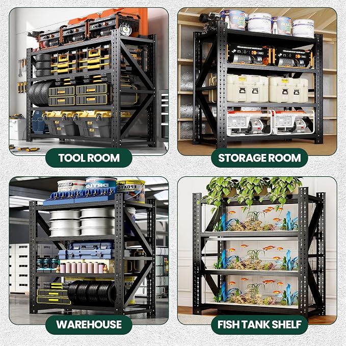 Heavy Duty Garage Storage Shelves 4000LBS Capacity, Metal Shelving Unit, 4-Tier Adjustable Industrial Rack for Warehouse Basement Shop, 47.3" W x 24" D x 69" H