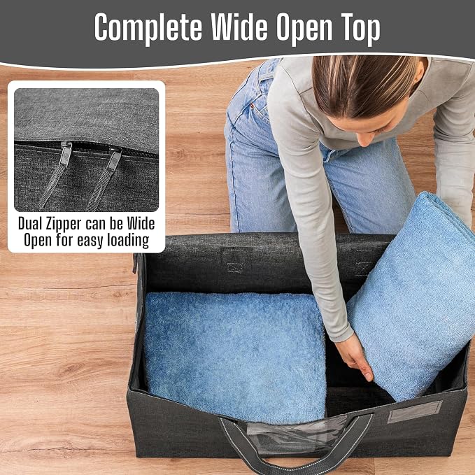 VENO Moving Bags, Wide Open Top, Clear Window, Gray, 4 Pack | Moving boxes Alternative, Heavy Duty, Storage Bags, Clothes and Comforter Storage, Packing Supplies, College Dorm Essentials