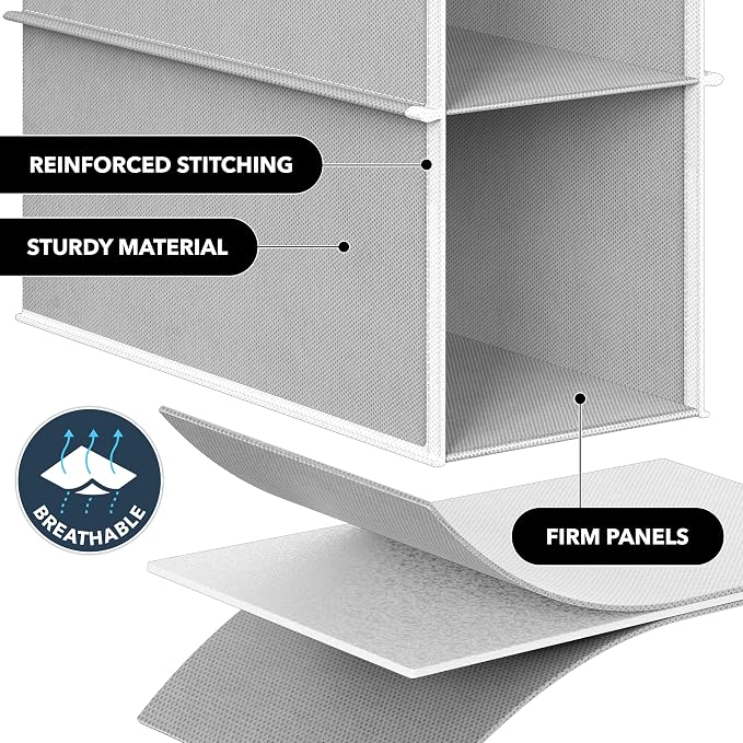 Simple Houseware 2 Pack 10 Shelves Hanging Shoe Organizer, Gray | Dual Metal Hooks, Holds Up to 20 lbs, for Narrow Space