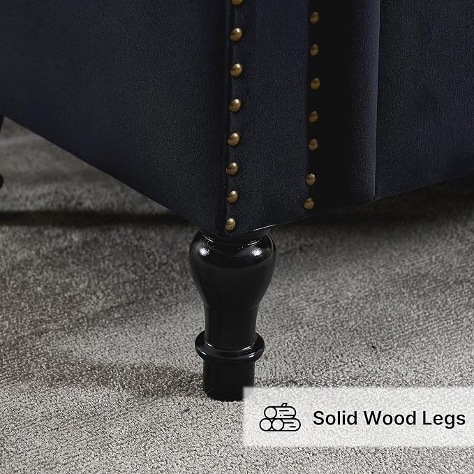 Storage Bench 67" Velvet End of Bed Benches Black | King Size Storage Bench for Bedroom with Rolled Arms Tufted Ottoman Benches Upholstered Bench for Living Room Entryway
