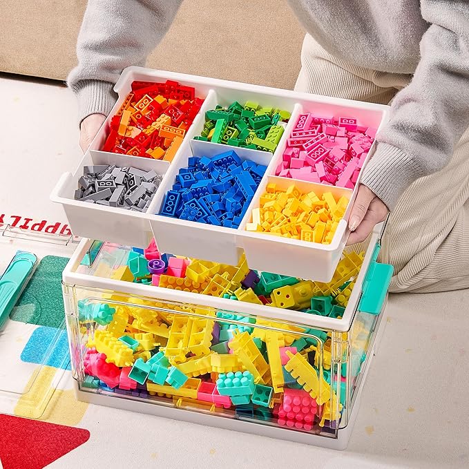 Vtopmart 24 QT Clear Plastic Craft Storage Box with Tray & Dividers, 1 Pack | Art Supply Organizer for Coloring Books, Craft Supplies, Modeling Clay, Molds, Easy Access