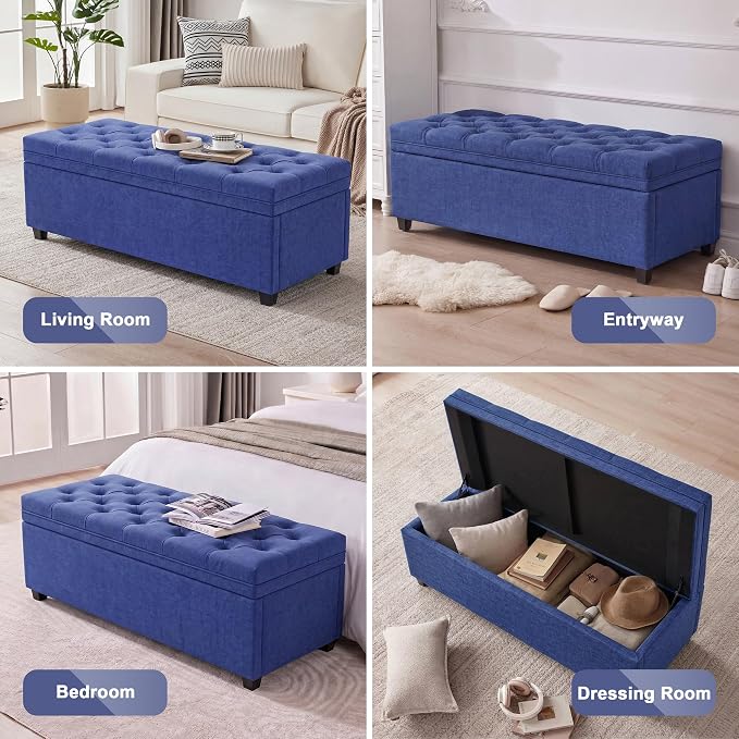 Mangodan 50 Inch Large Storage Ottoman, Tufted Ottoman with Storage | End of Bed Ottomans for Living Room, Bedroom, Modern Entryway Benchs