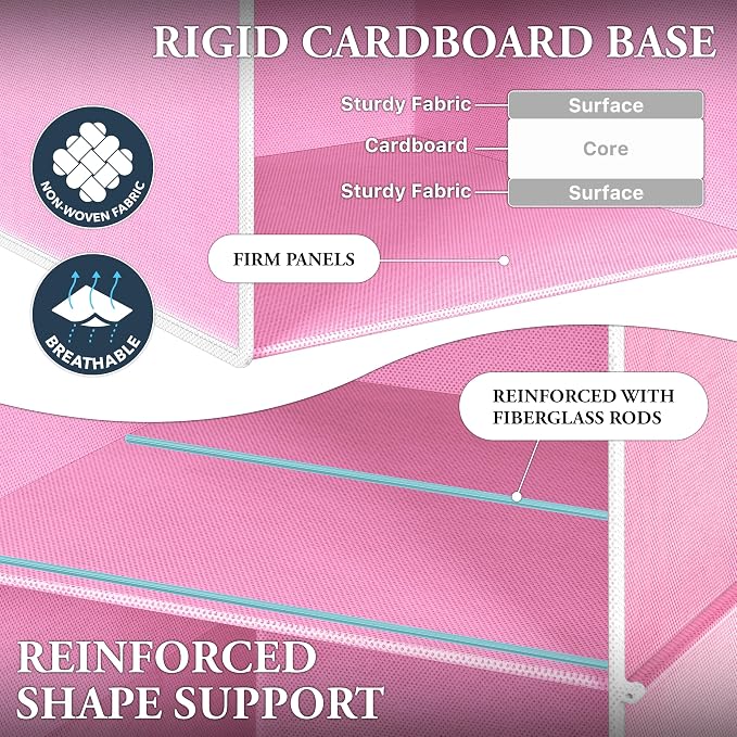 Simple Houseware 3 Shelf Hanging Closet Organizer, Pink | 360° Rotating Dual Hooks, Top Support Metal Frame