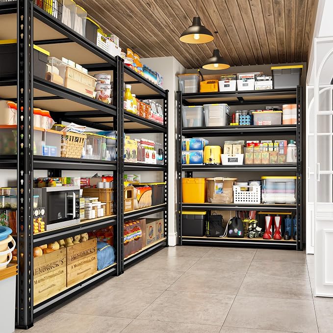 REIBII 2400LBS Garage Shelving Heavy Duty 5 Tier Storage Shelves Adjustable Garage Shelves, Utility Rack Shelf, Shelving Units for Storage Warehouse Pantry Closet, 35.5" W x 11.9" D x 72" H, 2 Pack
