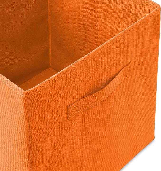 Casafield Set of 6 Collapsible Fabric Cube Storage Bins, Orange - 13" Foldable Cloth Baskets for Shelves, Cubby Organizers & More