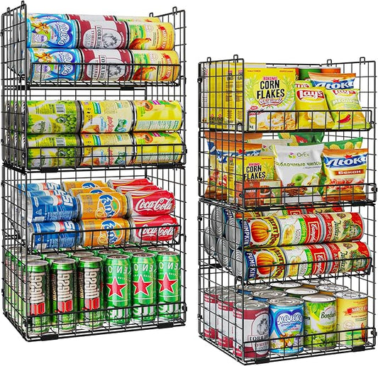 JKsmart 8-Tier XXL Stackable Wire Basket, Pantry Organizers and Storage | Stackable Storage Bins with Dividers & Handles for Pantry Kitchen & Snacks Fruits Veggies & Can Organizer