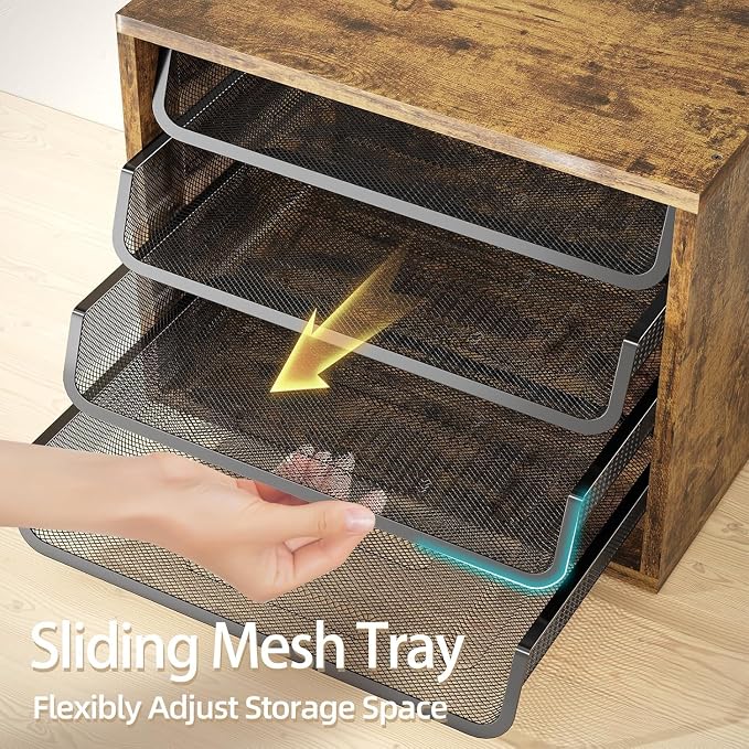 Simple Trending 4-Tier Desk File Organizer, Paper Organizer, Rustic Brown | Adjustable Letter Trays, Wood Desktop File Sorter, Farmhouse Style, for Office Home Classroom, 10.75"D x 15.2"W x 11.8"H