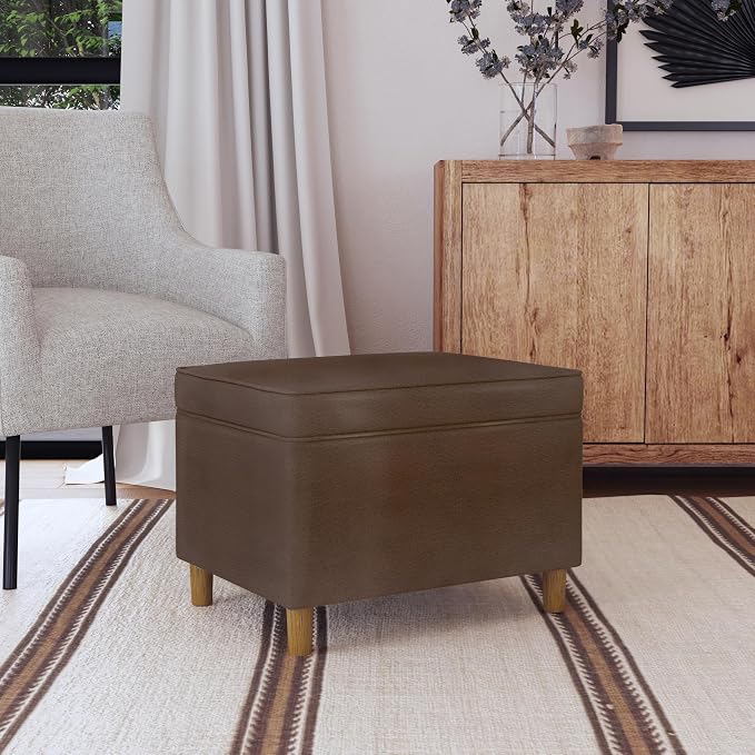 Spatial Order 24" Dinah Collection Storage Ottoman - Brown Faux Leather