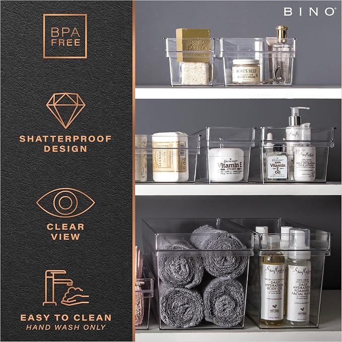 BINO | Plastic Storage Bins, X-Large | THE HANDLER COLLECTION | Multipurpose Organizer Bins | Kitchen Pantry Organizers and Storage | Clear Containers for Organizing Home | Freezer Organizer