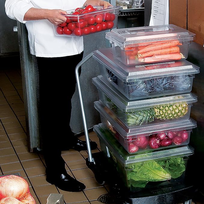 Rubbermaid Commercial Products Polycarbonate Food Storage Box/Tote, 3.5 Gallon, Clear, for Restaurant/Kitchen/Cafeteria (Pack of 6)