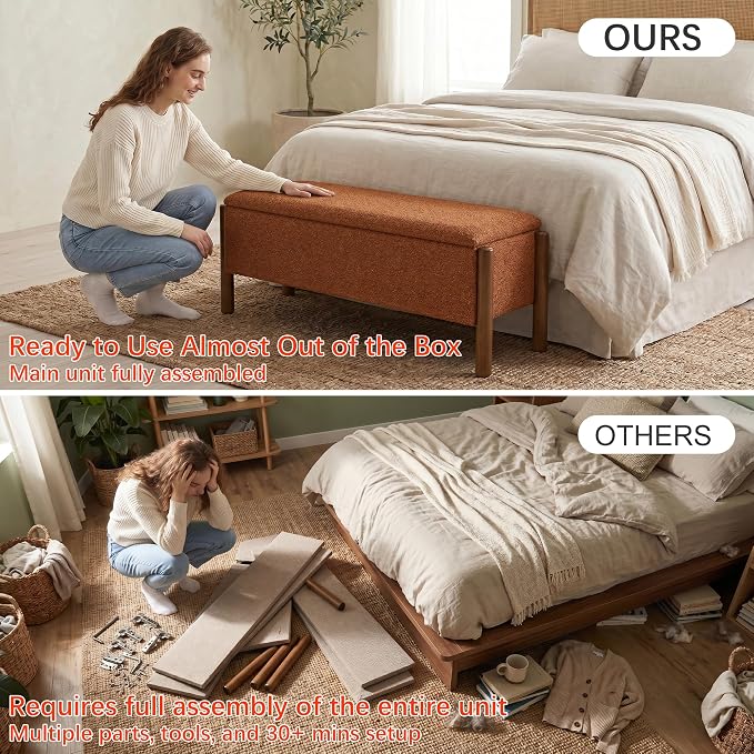 Storage Ottoman Bench, End of Bed Bench for Bedroom