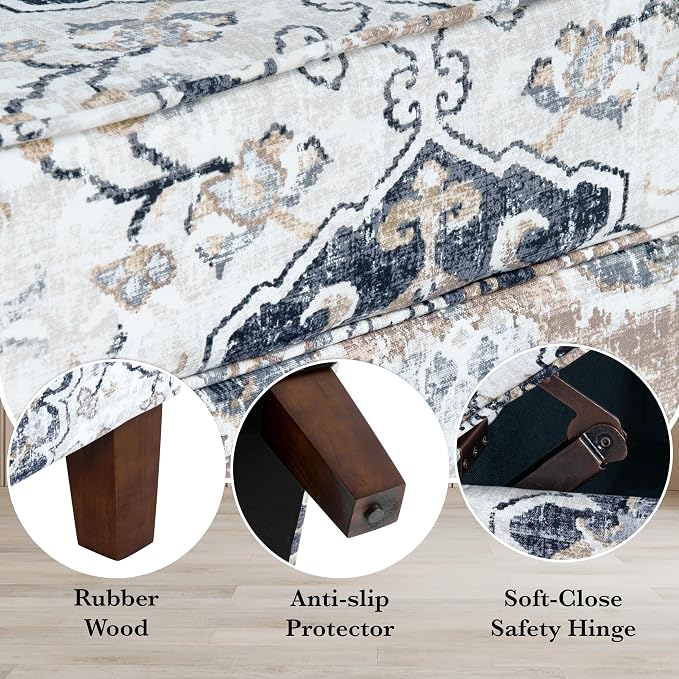 Spatial Order 22" Dinah Collection Storage Ottoman - Antiqued Ebony Cream