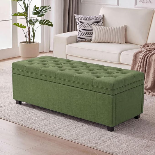 Mangodan 50 Inch Large Storage Ottoman, Tufted Ottoman with Storage | End of Bed Ottomans for Living Room, Bedroom, Modern Entryway Benchs