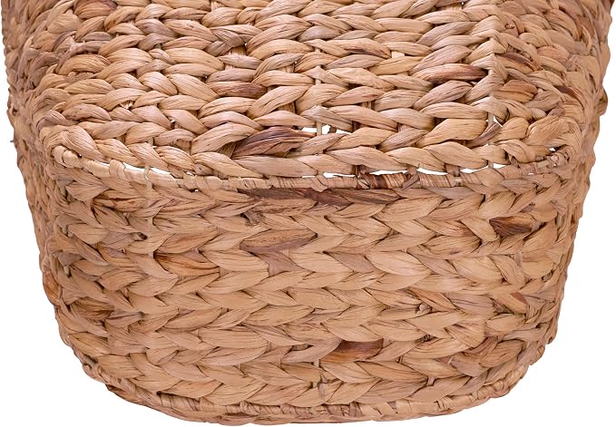 Household Essentials ML-4002 Tall Water Hyacinth Wicker Basket with Handles | Natural, Brown, Natural
