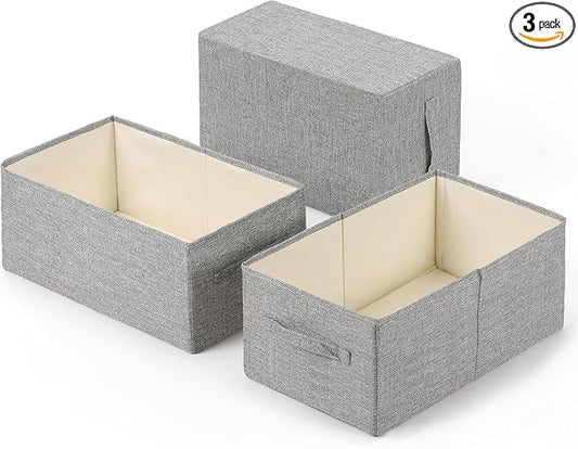 linen closet organizers and storage, Large Storage Baskets, washable, clothes organizer with handle, sweater organizer for closet (dark grey, 15¾"x11¾ x9¾)