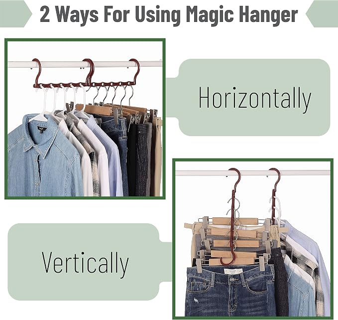 Mr. Pen- Space Saving Hangers, 8 pcs, 360° Rotating Hooks | Magic Cascading Hanger Organizer with 5 Enclosed Slots, Closet Organizers and Storage for Clothes