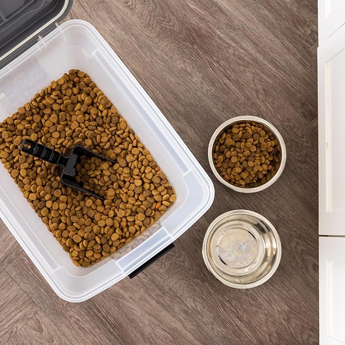 IRIS USA Dog Food Storage Container, Up to 58 lbs, Dark Gray, Made in USA | Includes 2-Cup Scoop & Wheels, Airtight Seal, BPA-Free, Bird Seed, Cat food, Cat Litter, Chicken Feed, Pellets