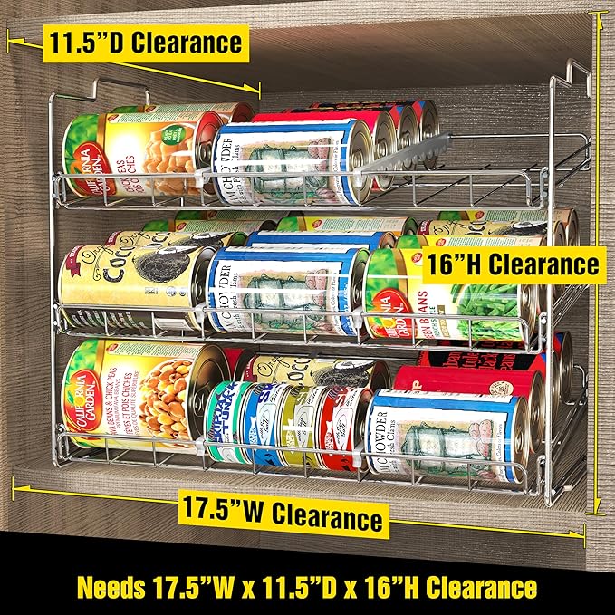 Deco Brothers Stackable Can Rack Organizer Holds Up to 36 Cans, Chrome | for Kitchen and Pantry