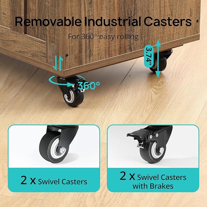 HYZ Storage Chest, 39.4'' Wooden Storage Bench with 4 Wheels & 2 Safety Hinges, Retro Toy Box Support 300 lbs for Bedroom, Living Room, Easy Assembly, Vintage Brown