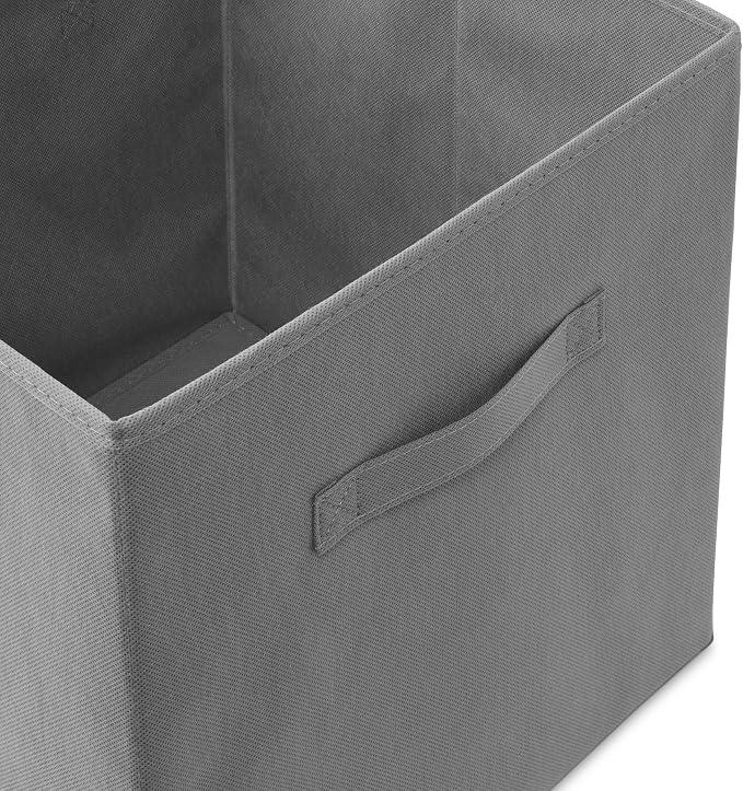 Casafield Set of 6 Collapsible Fabric Cube Storage Bins, Gray - 13" Foldable Cloth Baskets for Shelves, Cubby Organizers & More