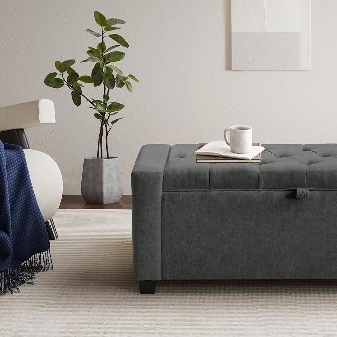 GRAINELL 42.13” Storage Ottoman Bench, Upholstered Tufted Bedroom Bench | End of Bed Storage Bench for Living Room & Entryway, 350 lb Capacity