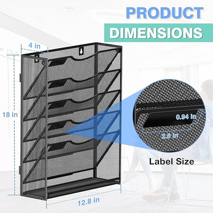 Kuntine.B Wall File Organizer Office Hanging Magazine Holder Wall File Organizer for Office Home