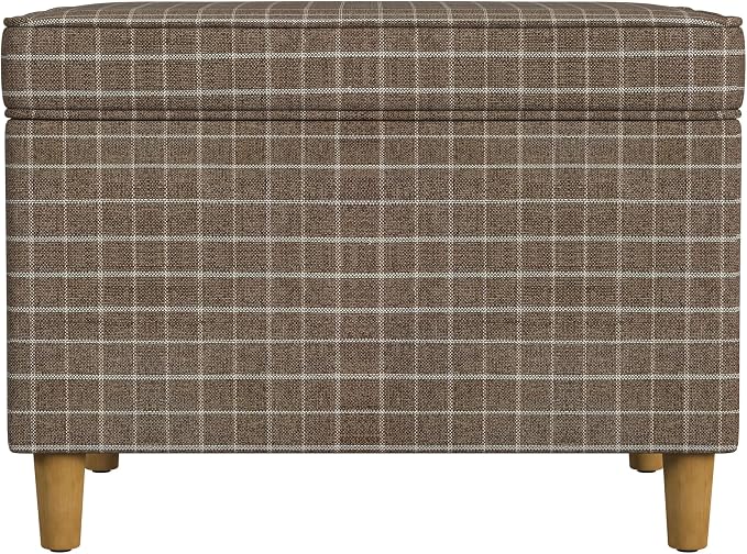 Spatial Order 24" Dinah Collection Storage Ottoman - Brown Windowpane Fabric