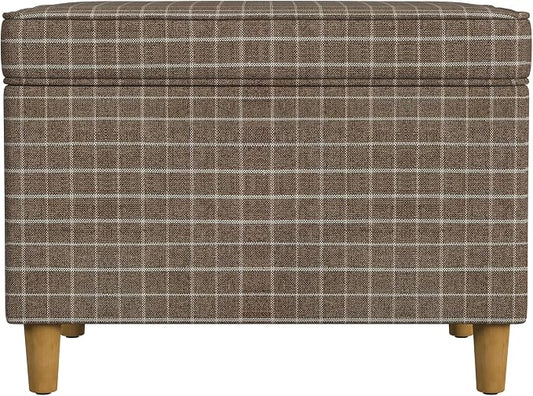 Spatial Order 24" Dinah Collection Storage Ottoman - Brown Windowpane Fabric