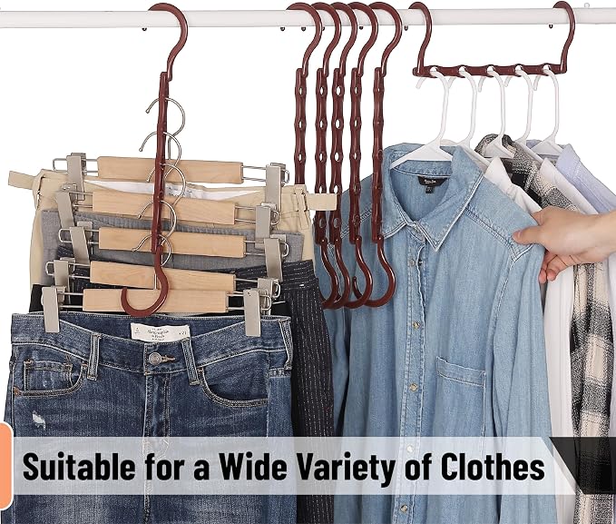 Mr. Pen- Space Saving Hangers, 8 pcs, 360° Rotating Hooks | Magic Cascading Hanger Organizer with 5 Enclosed Slots, Closet Organizers and Storage for Clothes