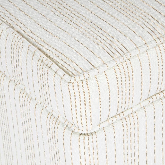 Spatial Order 24" Dinah Collection Storage Ottoman - Cream Marigold Pinstripe Fabric