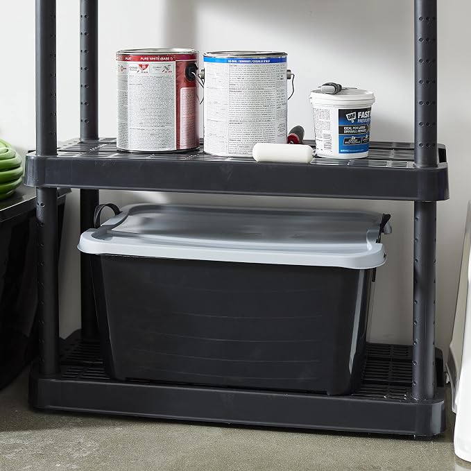 Life Story 6 Pack Stackable Storage Bin, 55 Qt Home Organizers, Black/Gray | Heavy-Duty Versatile Lightweight Locking Bins with Carrying Handles