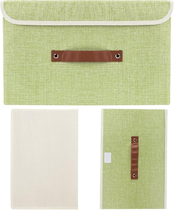 TYEERS Collapsible Storage Boxes, Washable Fabric Storage Bins with Lids, 14.9x9.8x9.8 inches, 3 Pack, Green