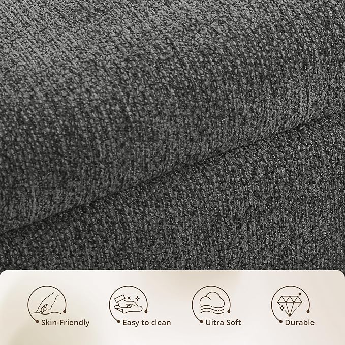 47'' Modern Storage Ottoman Benches with Walnut Wood Legs Ottoman Bench with 22 Gallons Storage Space Fabric Upholstered Seating End of Bed Bench for Bedroom for Livingroom Darkgrey
