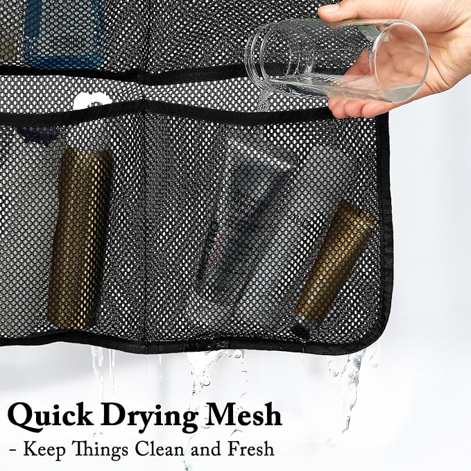 Fammart Mesh Shower Caddy Hanging, Quick-Drying Shower Organizer with 7 Pockets, Portable Bathroom Organizers and Storage for Shampoo, Soap, Loofah, Travel, and Cruise Essentials
