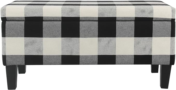 HomePop 36" Storage Ottoman Bench with Hinged Lid - Black Buffalo Plaid