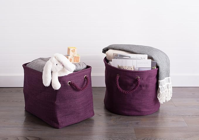 DII Collapsible Variegated Polyester Storage Bin, Medium, Eggplant