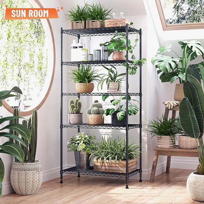 Romorgniz 5-Tier Adjustable Wire Shelving, 1010LBS, Kitchen Pantry, 2PC | Heavy duty Storage Shelves, Rust-resistant coating, Anti-tip design, For laundry Closet Bathroom, 59" Hx21.7" Wx13.8" D