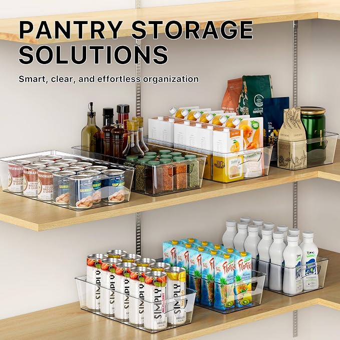 Simple Houseware 4 Pcs Kitchen Clear Bin Storage Organizer (15"x8"x3.75")
