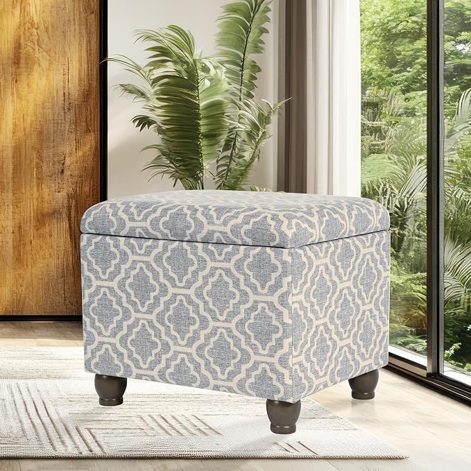 Spatial Order 22" Medium Rectangular Storage Ottoman - Gray Geometric