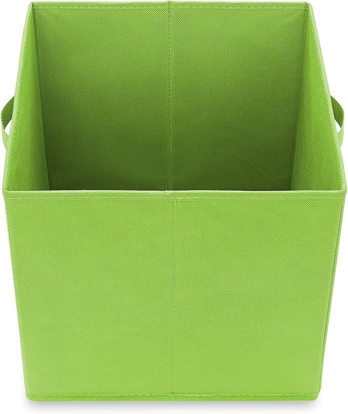 Casafield Set of 6 Collapsible Fabric Cube Storage Bins, Lime Green - 13" Foldable Cloth Baskets for Shelves, Cubby Organizers & More