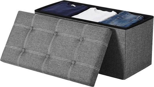 SONGMICS Home Storage Ottoman, 21 Gallons End of Bed Bench, 15.2 x 30.2 x 15.2 Inches, for Bedroom, Entryway, Living Room, Dark Gray