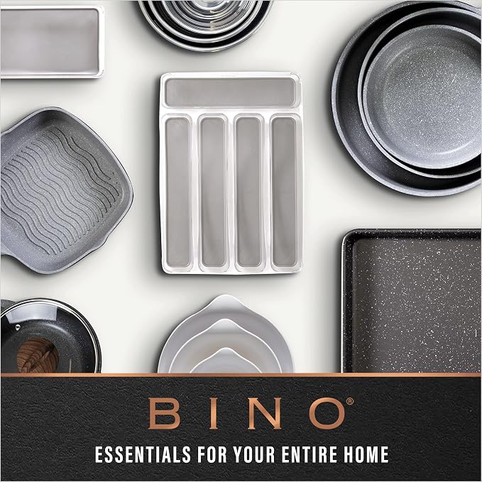 BINO | Plastic Storage Bins, Small - Shallow | THE HANDLER COLLECTION | Multipurpose Organizer Bins | Kitchen Pantry Organizers and Storage | Clear Containers for Organizing Home | Freezer Organizer