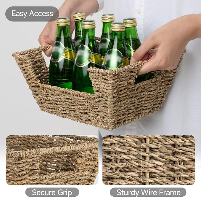 Storageworks Wicker Storage Baskets For Shelves, Pantry Baskets, Seagrass