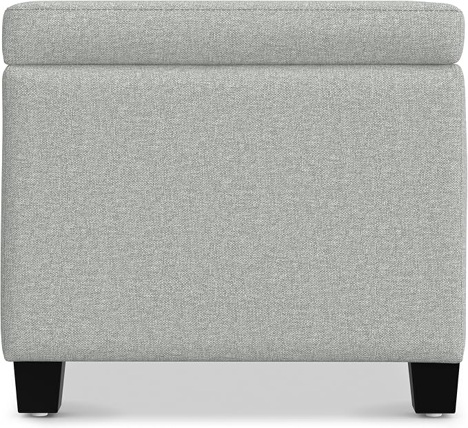 SIMPLIHOME Avalon Storage Ottoman Bench - 48" Wide x 16" High Upholstered Linen Look Fabric Rectangular Lift-Top Ottoman in Light Stone Grey, Transitional Bench for Living Room with High-Density Foam