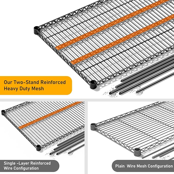 REIBII Storage Shelves, 3680LBS Heavy Duty&Space Saving 81.5''W for Garage | 4 Tier Adjustable Wire Shelving, Powder Coated, Tool-Free Metal Shelf, Scratch Resistant, Rust-resistant, 23.62"Dx70.86"H