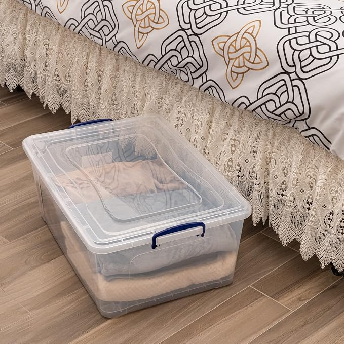 Superio Storage Bins with Lids, Clear Plastic Containers for Organizing, Stackable Totes, BPA Free, Odor Free, Organizer Boxes for Home, and Dorm (2 Pack, 60 Quart)