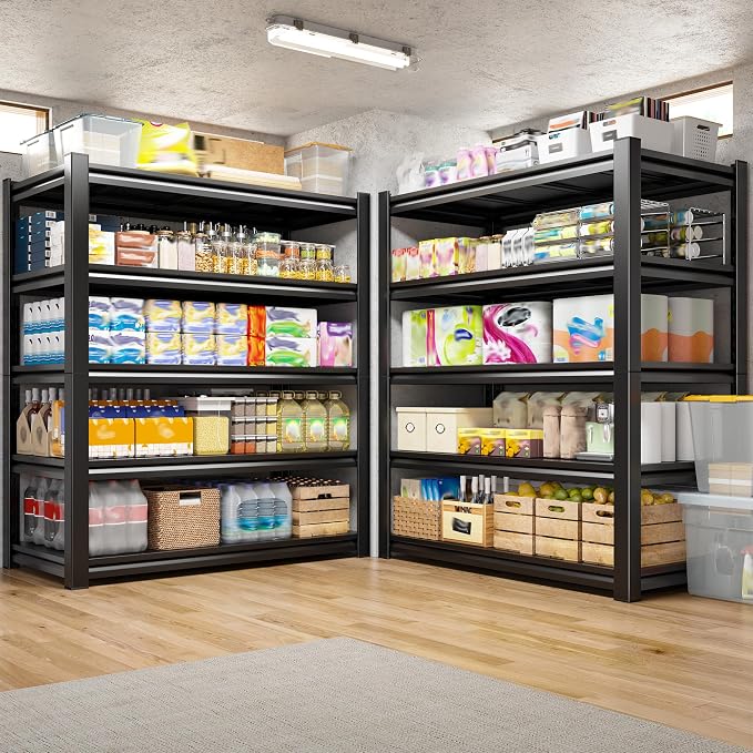 REIBII Garage Shelving 3000 LBS Storage Shelves Adjustable Heavy Duty Shelving Units and Storage Rack for Garage, Basement,2 Pack