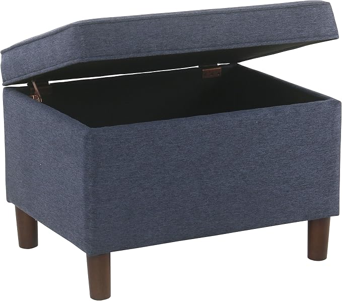 Spatial Order Home Decor | Dinah Collection Modern Storage Ottoman | Ottoman with Storage for Living Room & Bedroom (Navy)